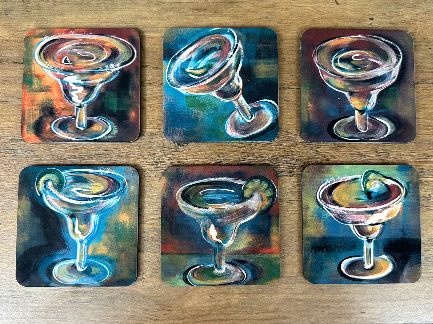 Margarita Coasters Cool Colors Drink Themed Coasters Art for your Tables