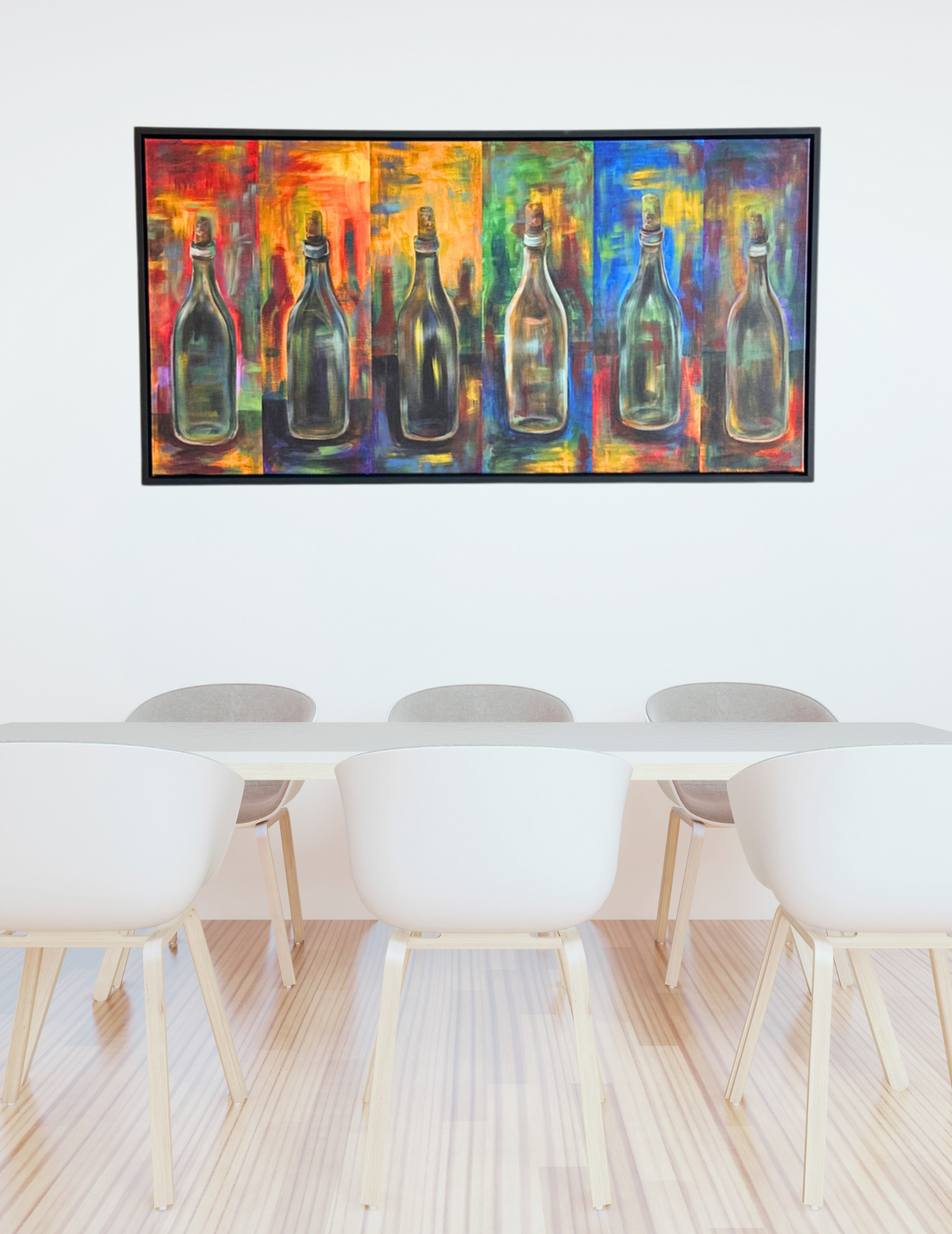 Abstract Elegance VIVID Wine Bottle Series - Wine Bottle Wall Art Wrapped Canvas Vivid Colors