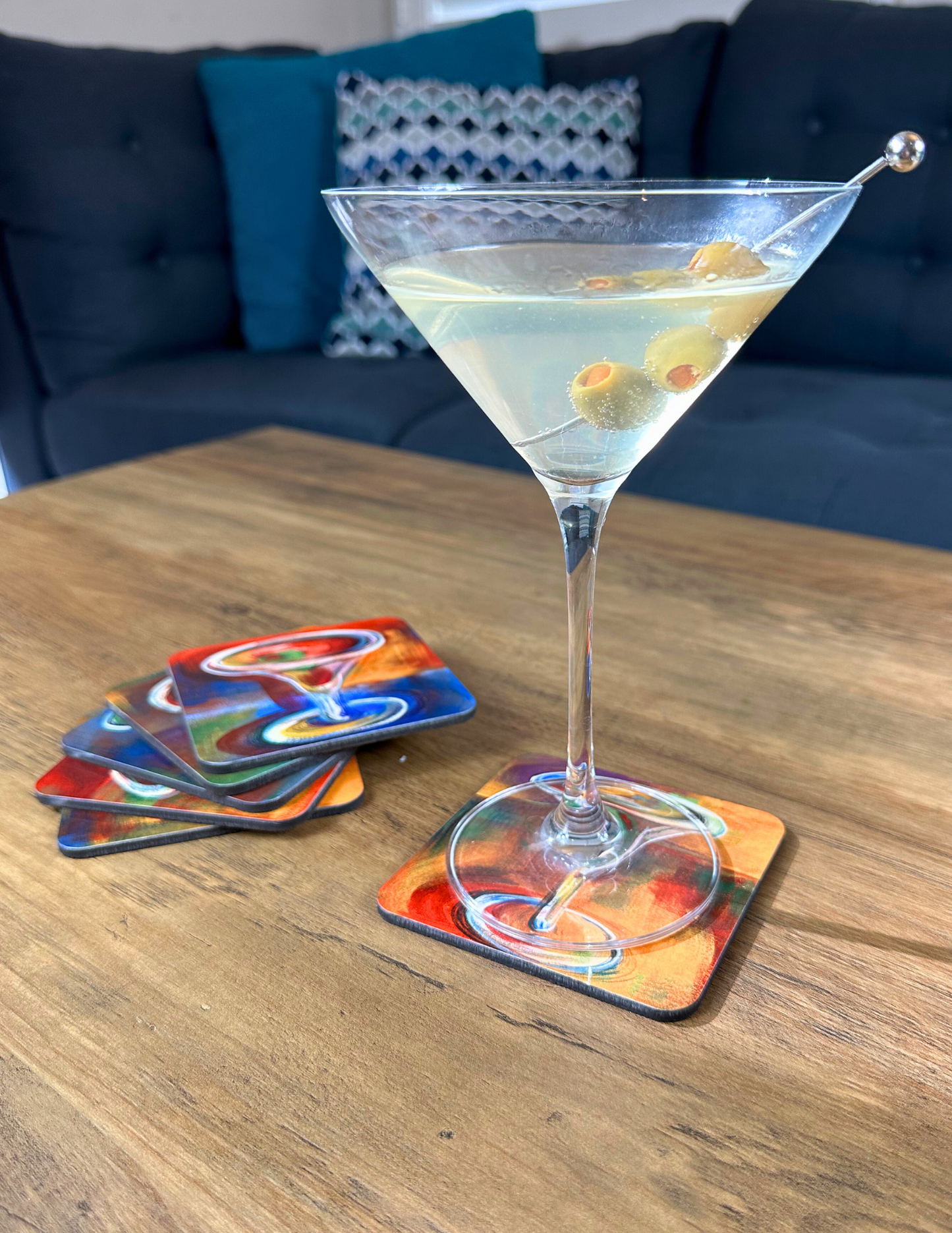 Martini Coasters Vivid Colors Art for your Table Bar Decor Cocktail Coasters