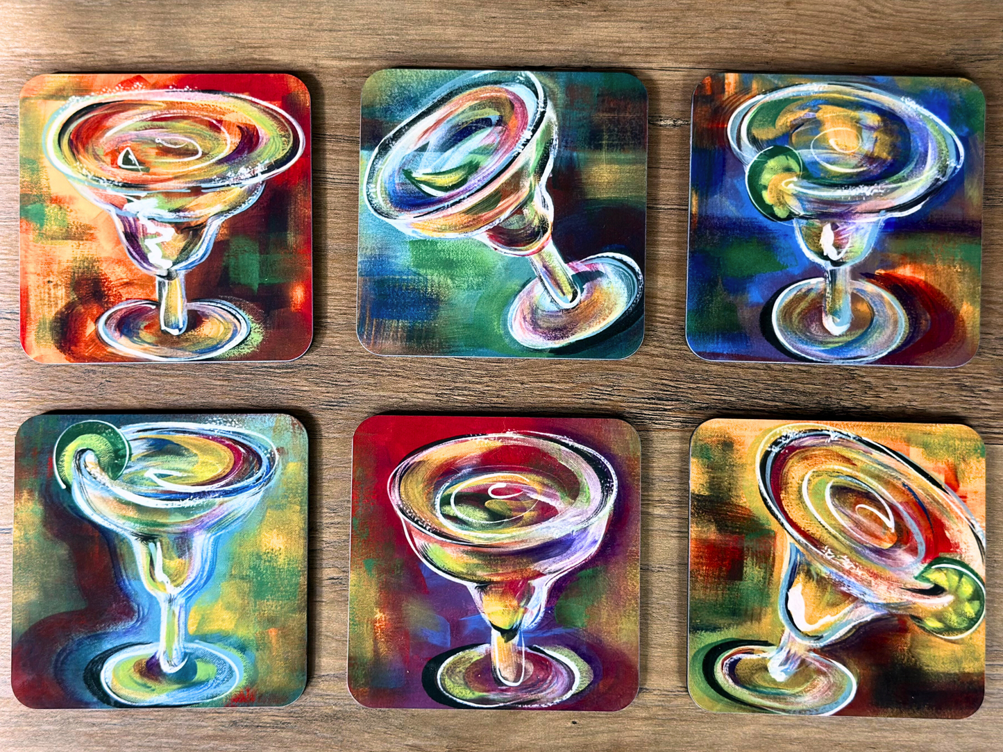 Margarita Coasters Vivid Colors Drink Themed Coasters Art for your Tables