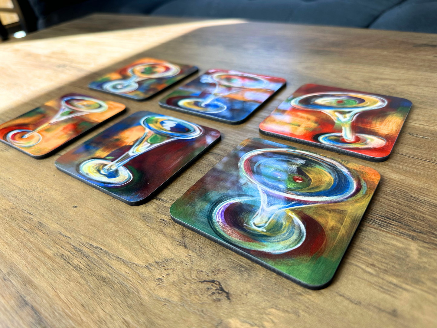 Martini Coasters Vivid Colors Art for your Table Bar Decor Cocktail Coasters