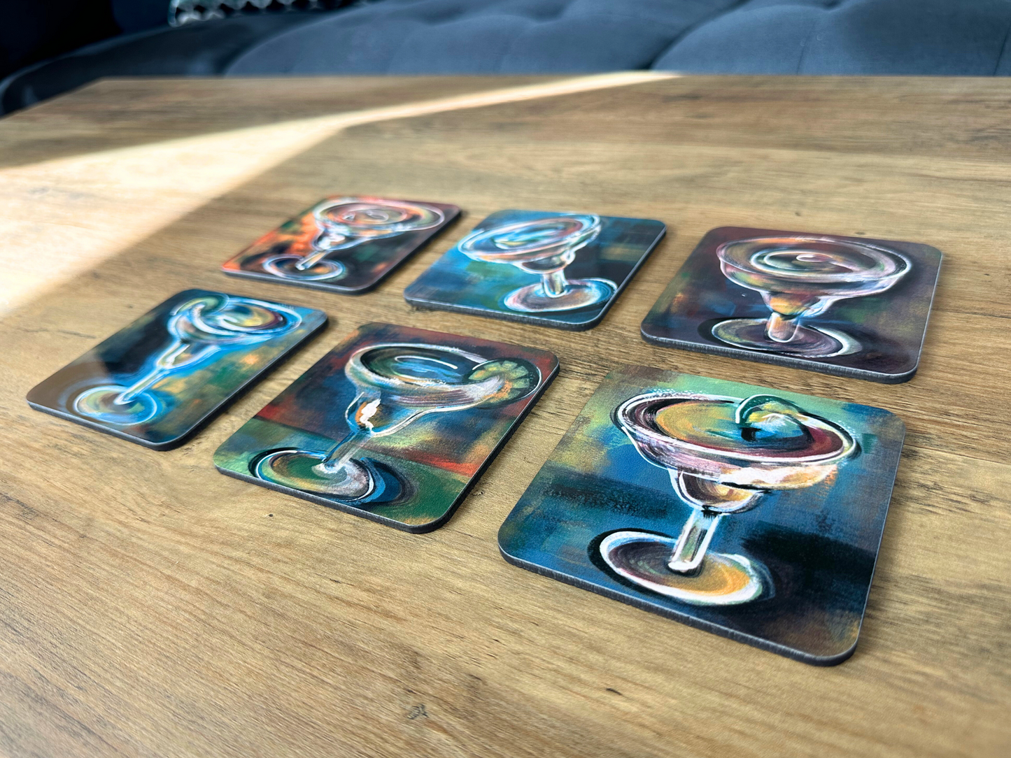 Margarita Coasters Cool Colors Drink Themed Coasters Art for your Tables