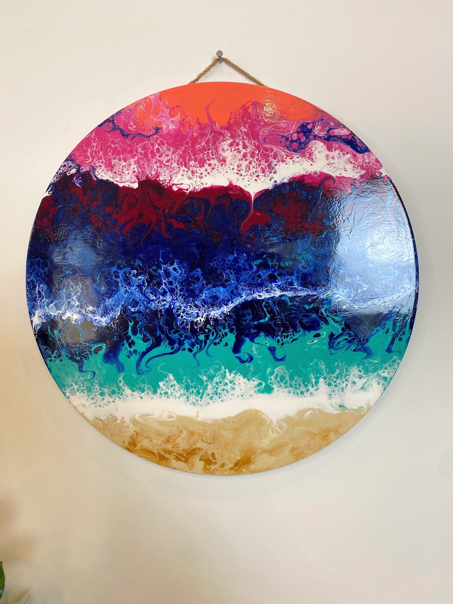 Sunset Beach 18" Round Wood Panel
