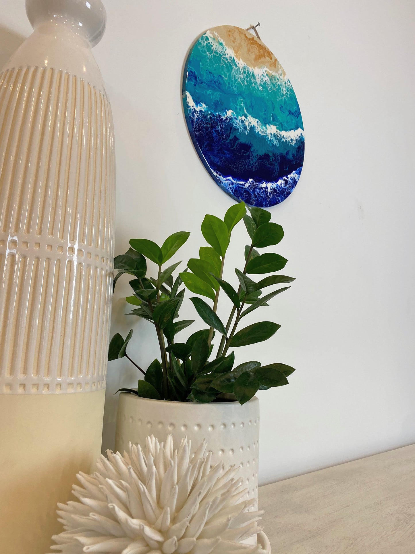 Beach 15" Round Wood Panel