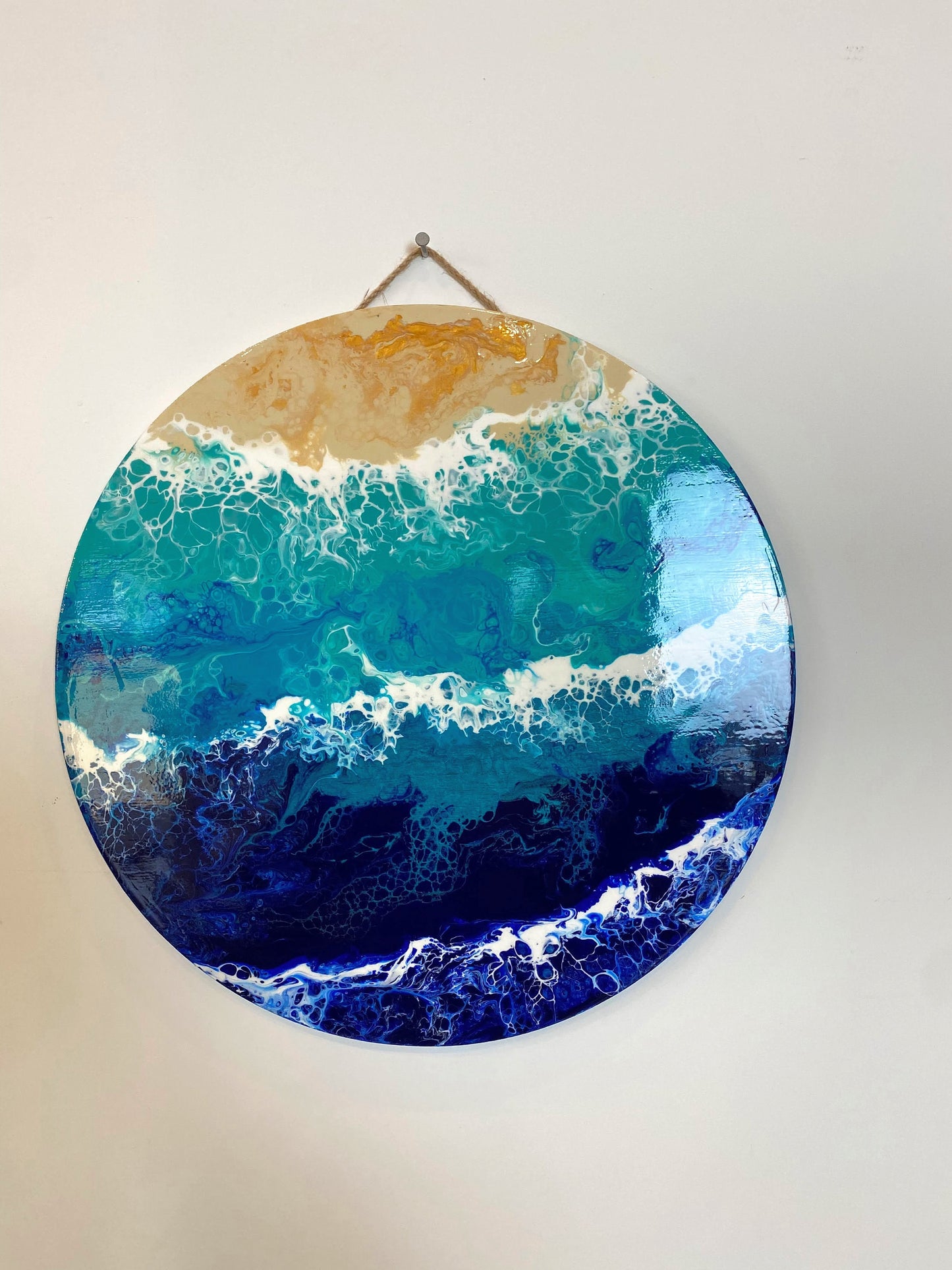 Beach 15" Round Wood Panel
