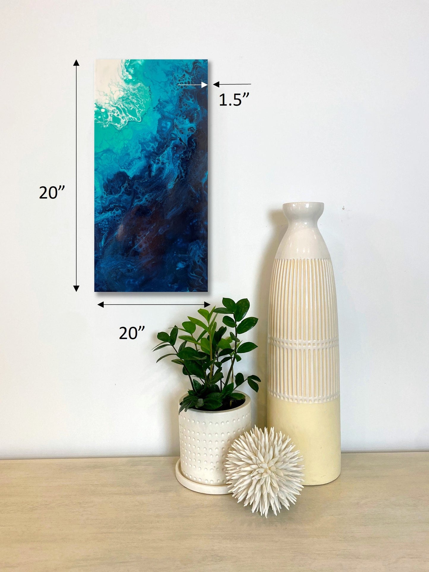 Deep Blue Panel 24"X12"x1.5" Gallery Canvas