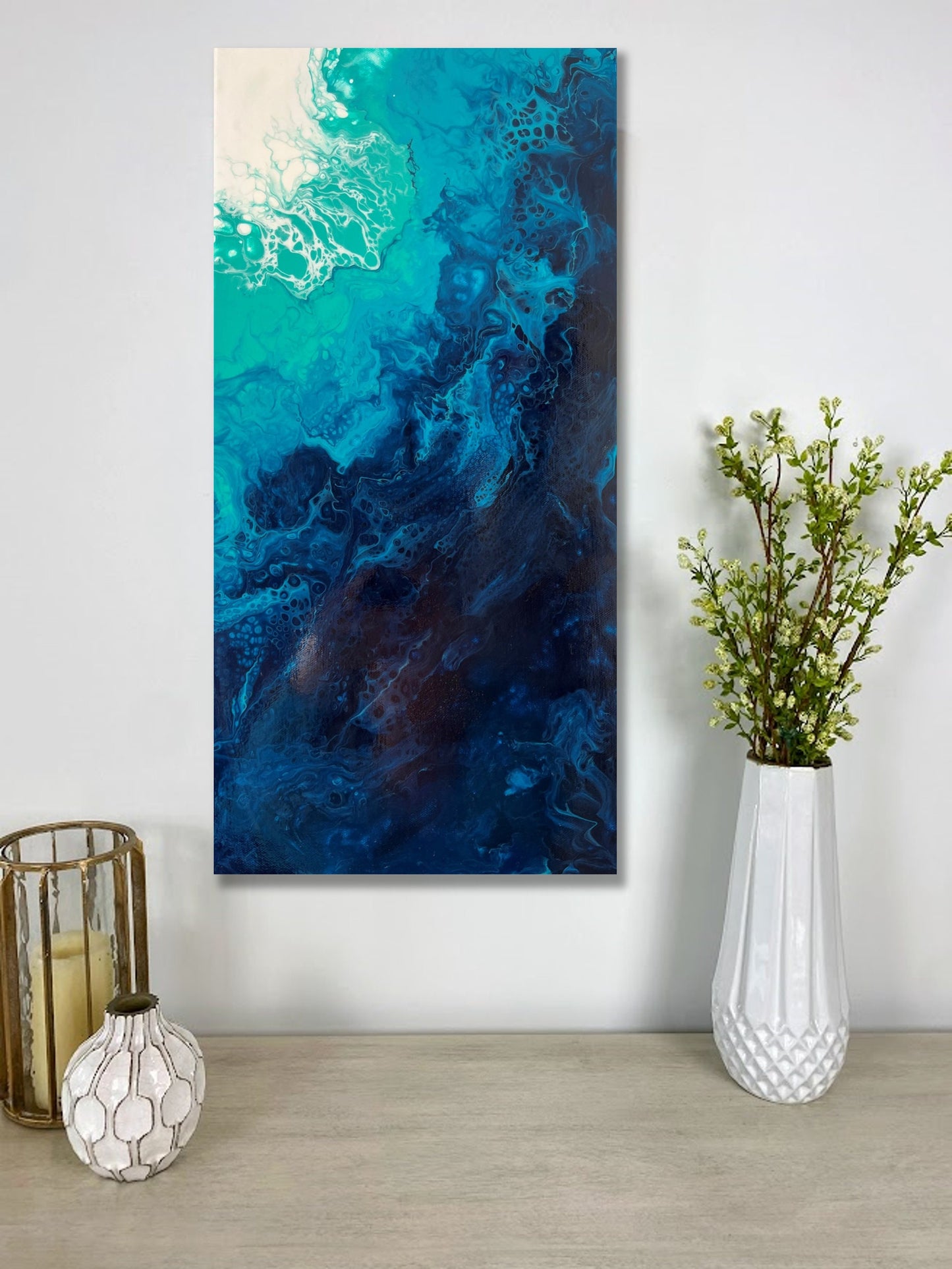 Deep Blue Panel 24"X12"x1.5" Gallery Canvas