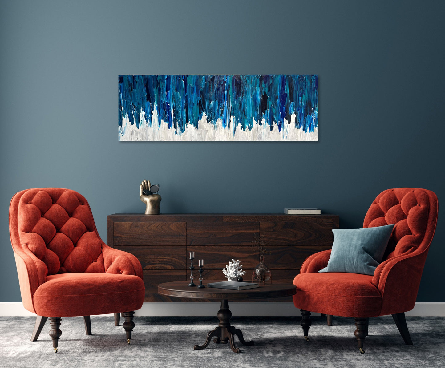 Blue Abstract 12"x36"x1.5" Gallery Canvas