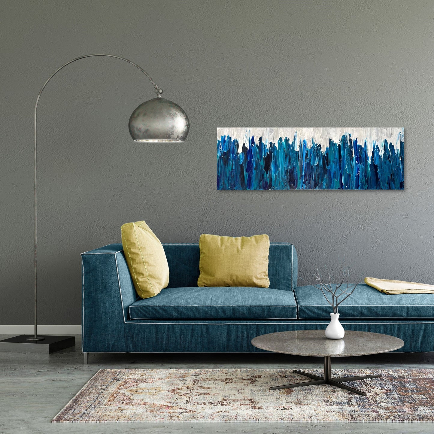 Blue Abstract 12"x36"x1.5" Gallery Canvas