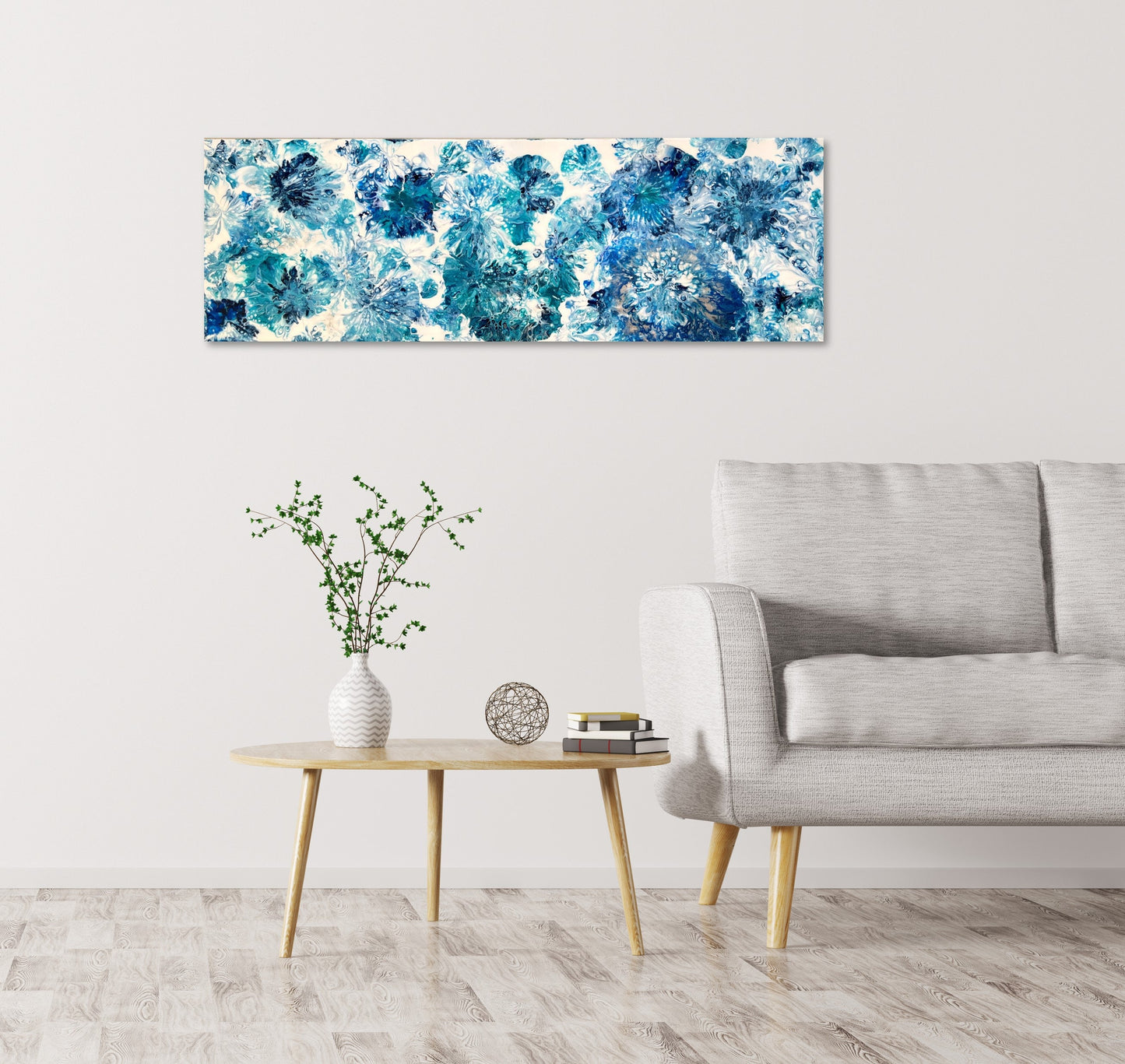 Blue Flowers Canvas 12"x36"x1.5" Gallery Canvas