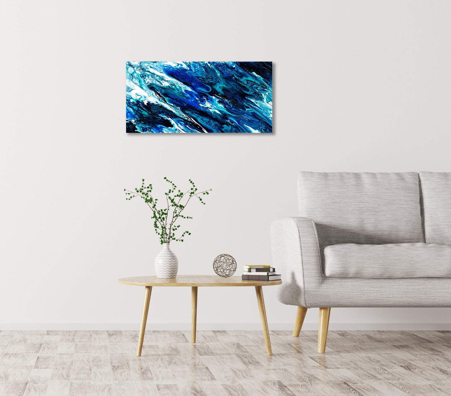 Deep Blue Abstract 24"X12"x1.5" Gallery Canvas