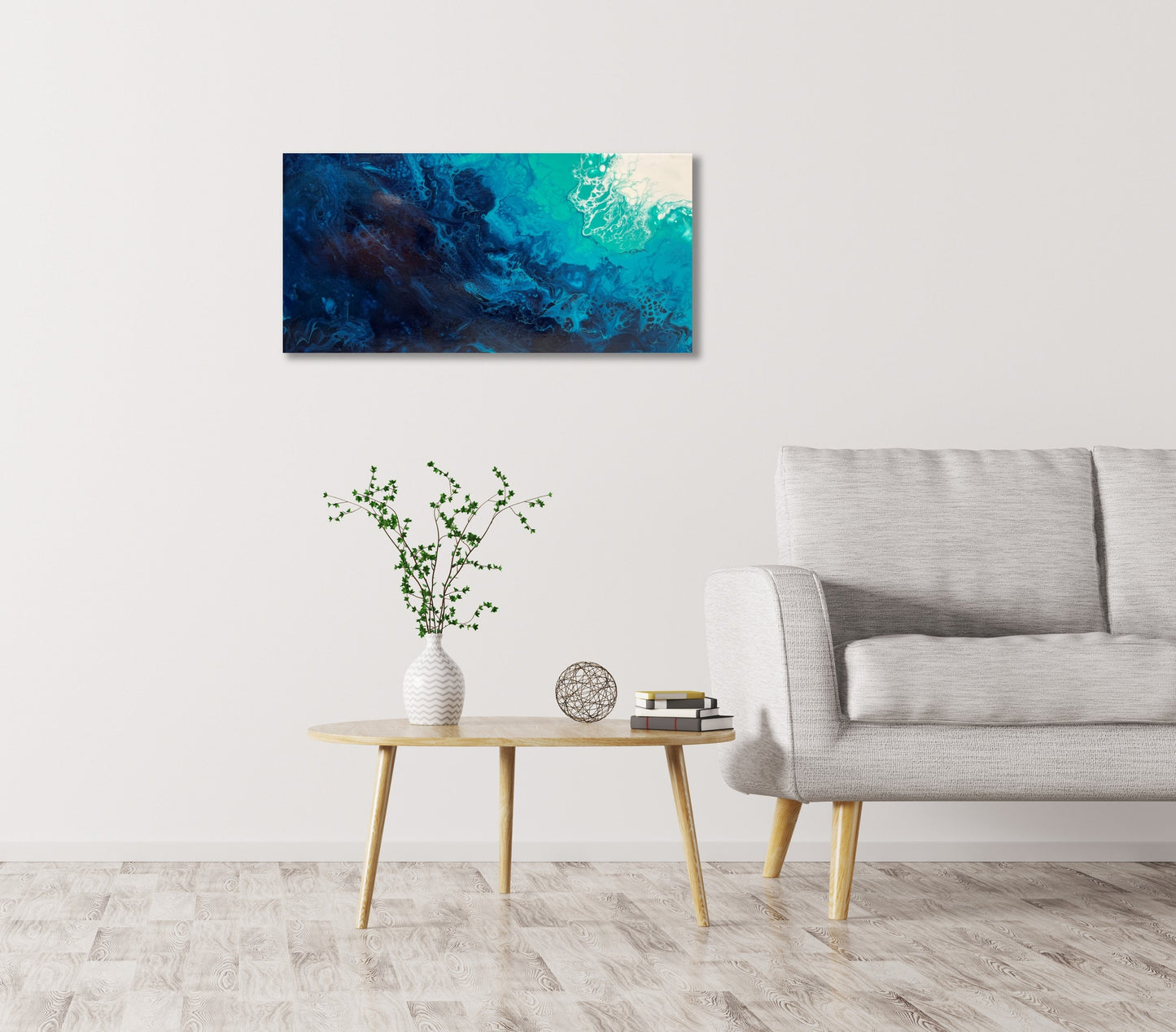 Deep Blue Panel 24"X12"x1.5" Gallery Canvas