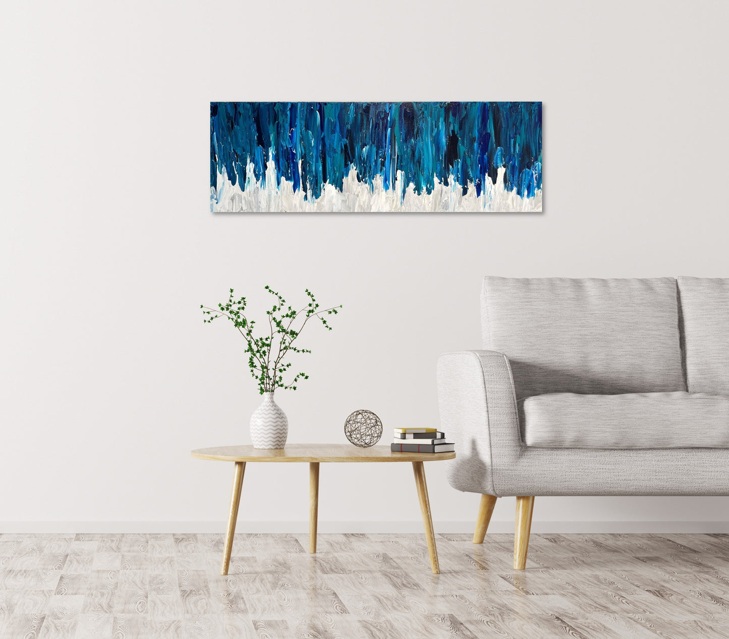 Blue Abstract 12"x36"x1.5" Gallery Canvas