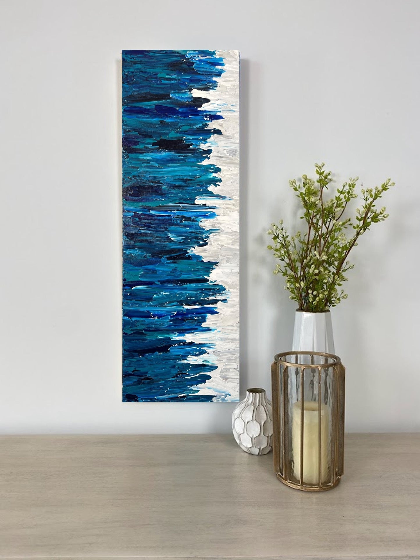 Blue Abstract 12"x36"x1.5" Gallery Canvas