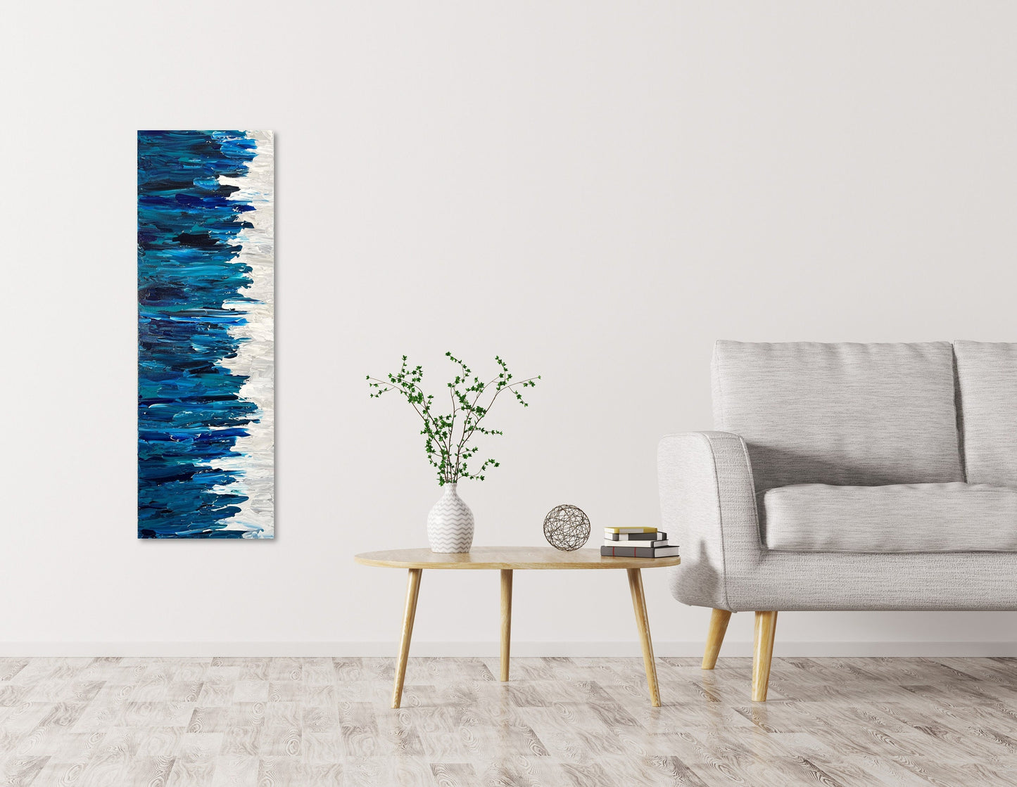Blue Abstract 12"x36"x1.5" Gallery Canvas