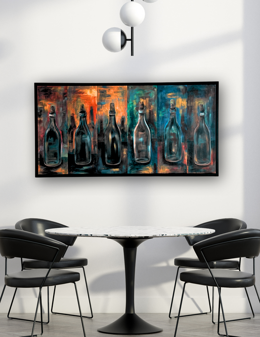 Abstract Elegance: Wine Bottle Series - Wine Bottle Wall Art Wrapped Canvas