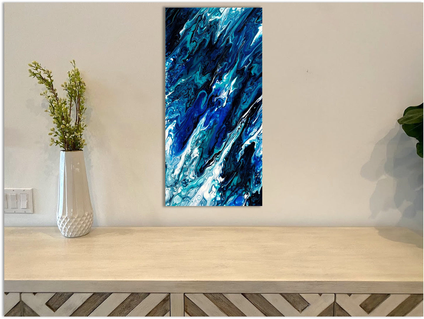 Deep Blue Abstract  24"X12"x1.5" Gallery Canvas