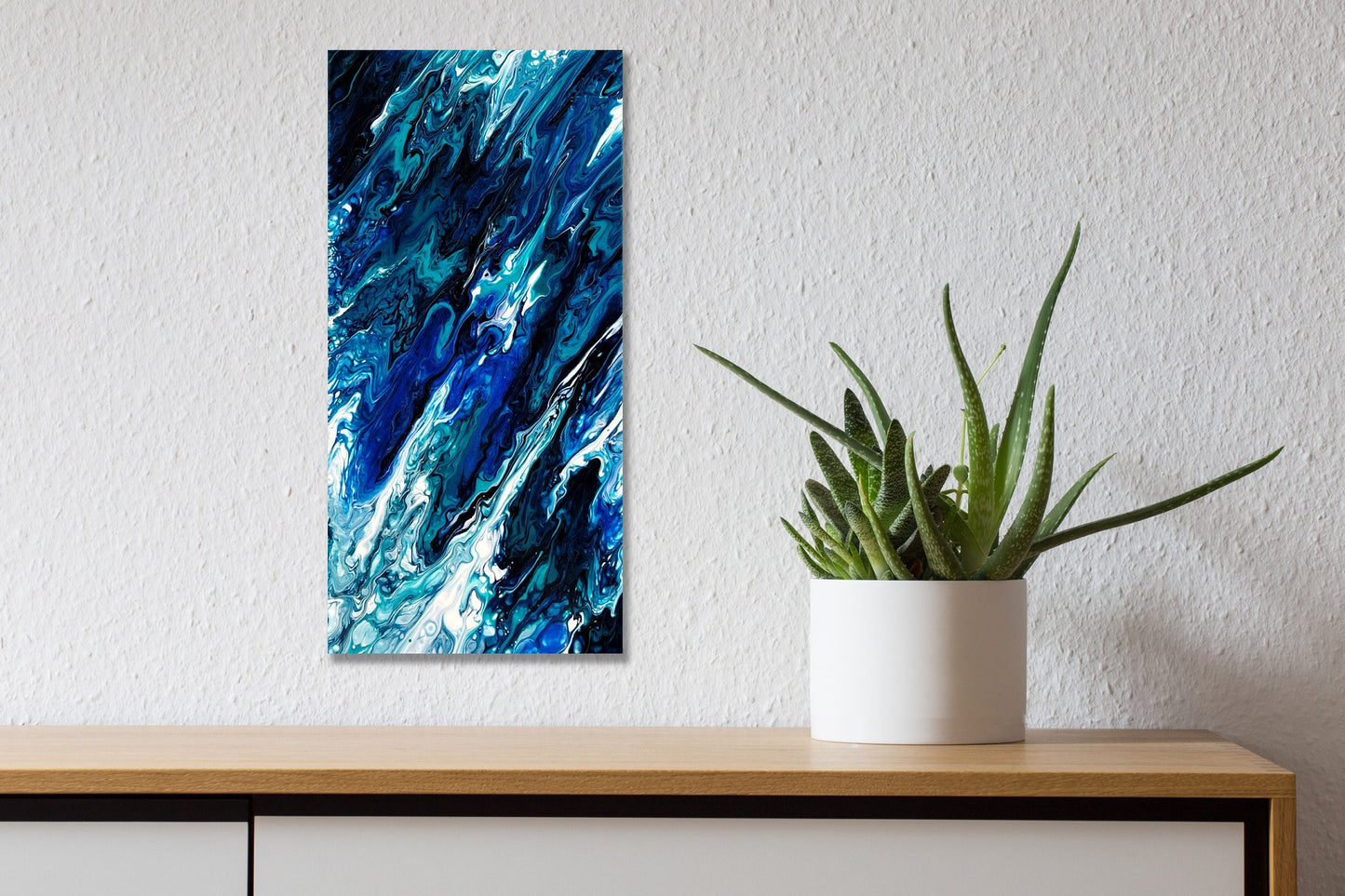 Deep Blue Abstract  24"X12"x1.5" Gallery Canvas